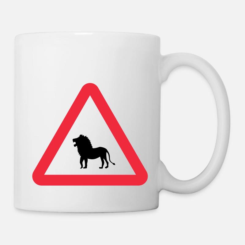 Achtung Löwen-Warnung - Tasse - Weiß