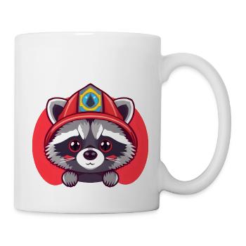 Courageous Raccoon Firefighter Ready for Action - Tasse - Weiß - Rechts