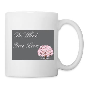 Do What You Love dark grey with pink text - Mug - white - Right