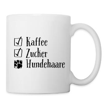Kaffee, Zucker, Hundehaare - Tasse - Weiß - Rechts