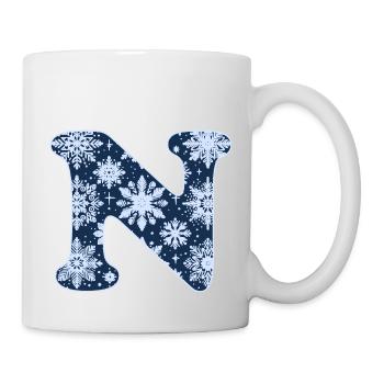 Lettre N flocons de neige - Mug blanc - blanc - Droite