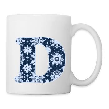 Buchstabe D Schneeflocken - Tasse - Weiß - Rechts