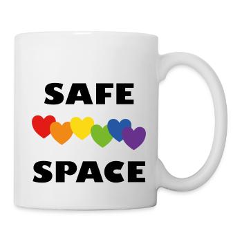 LGBTQ Safe Space Regenbogenherzen - Tasse - Weiß - Rechts
