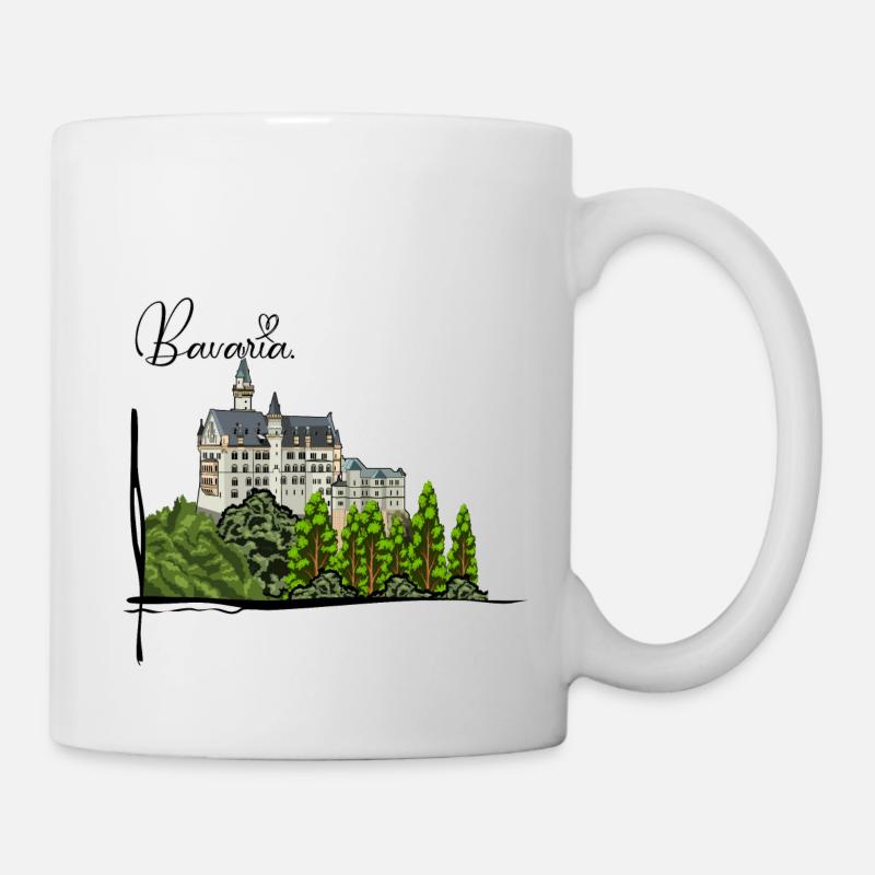 Schloss Neuschwanstein // Illustration - Tasse - Weiß