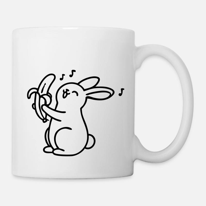 singender Hase mit Banane - Tasse - Weiß