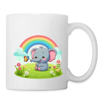 Joyful Elephant and Rainbow - Mug - white - Right