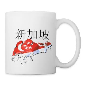 Singapur Flagge in der Singapur Landkarte SG - Tasse - Weiß - Rechts