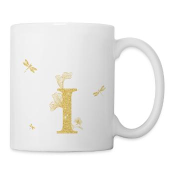 Letter i Golden Glitter Dragonfly - Gift Idea - Mug - white - Right