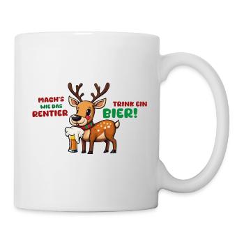 Weihnachten Rentier Bier - Tasse - Weiß - Rechts