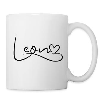 Leon Name Vorname Herzdekor - Tasse - Weiß - Rechts