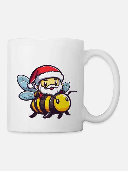 Biene Weihnachtsmann Cartoon - Tasse - Weiß