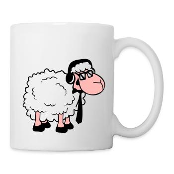 Sheep Sunglasses Tie Music DJ Headphones Fun - Mug - white - Right