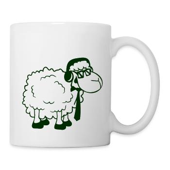 Sheep Sunglasses Tie Music DJ Headphones Fun - Mug - white - Right