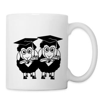 2 Schafe Zeugnis College Abi Zwei Schüler Team - Tasse - Weiß - Rechts