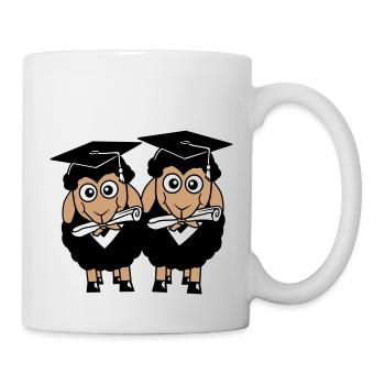 2 Schafe Zeugnis College Abi Zwei Schüler Team - Tasse - Weiß - Rechts