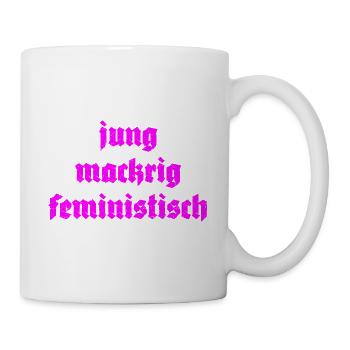 jung mackrig feministisch - Tasse - Weiß - Rechts