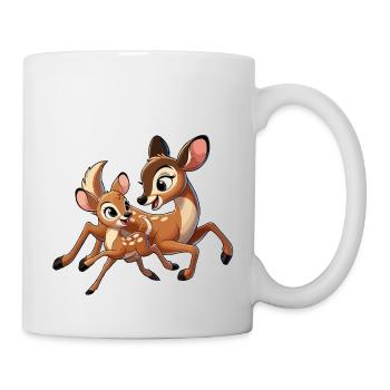 Deer mother and child frolicking - Mug - white - Right