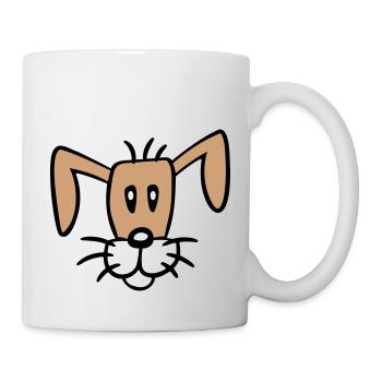 Hund Gesicht Kleiner Glücklicher Welpe Haustier - Tasse - Weiß - Rechts