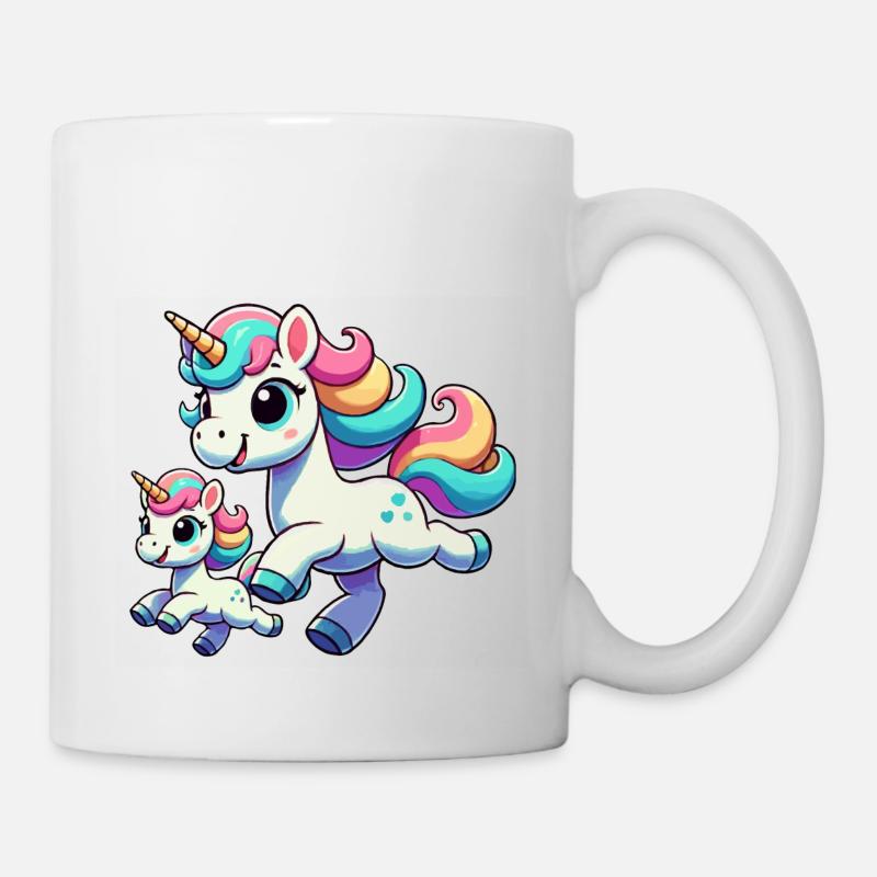 Einhorn-Mutter mit Kind - Tasse - Weiß