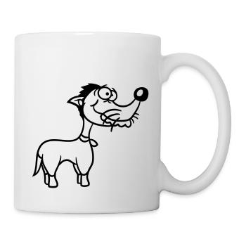 Hund Steht Dumm Kerl Lustig Blöd Verrückt Komisch - Tasse - Weiß - Rechts