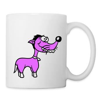 Hund Steht Dumm Kerl Lustig Blöd Verrückt Komisch - Tasse - Weiß - Rechts