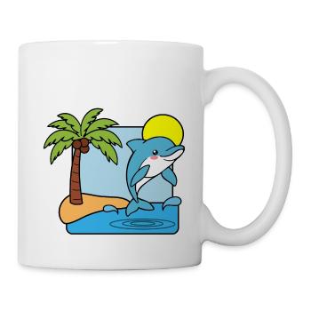 The cheerful island dolphin jumps out of the water! - Mug - white - Right