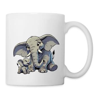 Afrikanischer Elefant Mutter und Kind - Tasse - Weiß - Rechts