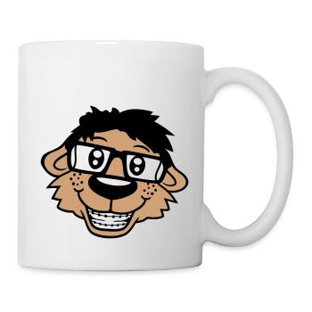 Hund Nerd Hornbrille Geek Zahnspange Schlau Lustig - Tasse - Weiß - Rechts
