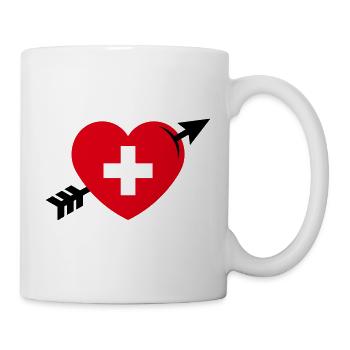Heart - Swiss Cross Arrow (I Love Switzerland, 2C) - Mug - white - Right