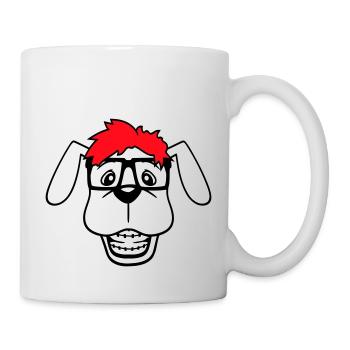 Hund Nerd Hornbrille Geek Zahnspange Schlau Lustig - Tasse - Weiß - Rechts