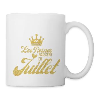 Königinnen werden im Juli geboren Glitzer - Tasse - Weiß - Rechts