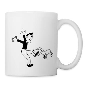 Chien dangereux mord l’homme Douleur au pied Attaque - Mug blanc - blanc - Droite
