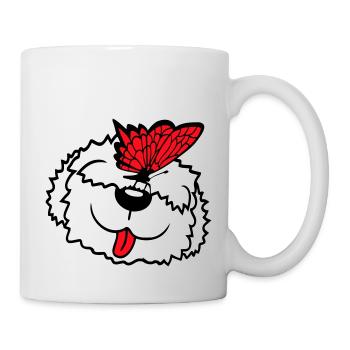 Dog Butterfly Nose Cute Funny Happy Comic - Mug - white - Right