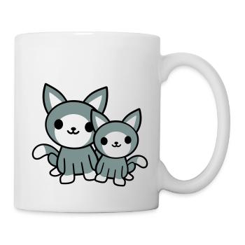 2 chats amis équipe équipage deux chatons de compagnie - Mug blanc - blanc - Droite