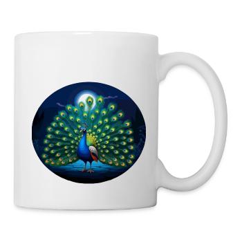 Peacock at full moon - Mug - white - Right