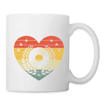 Vintage Herz mit Schallplatte – Retro Musik Design - Tasse - Weiß - Rechts