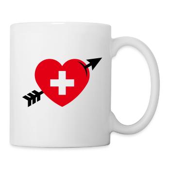 Herz Mit Schweizerkreuz Und Pfeil (Schweiz / 3C) - Tasse - Weiß - Rechts