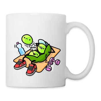 Kawaii pea pod during workout - Mug - white - Right