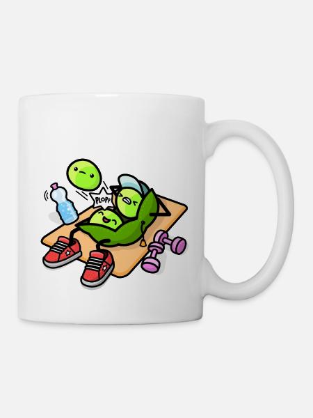 Kawaii pea pod during workout - Mug - white