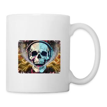Neon Skull Beats/Psychedelic Soundwave Skull - Tasse - Weiß - Rechts