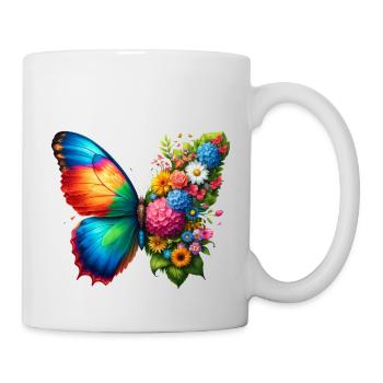 Bunter Schmetterling, von der Natur inspirierte Sommerstimmungen - Tasse - Weiß - Rechts