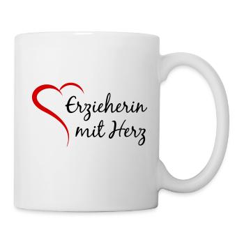 Erzieherin mit Herz – Kita Abschiedsgeschenk - Tasse - Weiß - Rechts