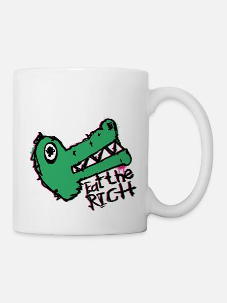 Crocodile Dicton Mangez Les Riches Art de rue Politique de gauche - Mug blanc - blanc