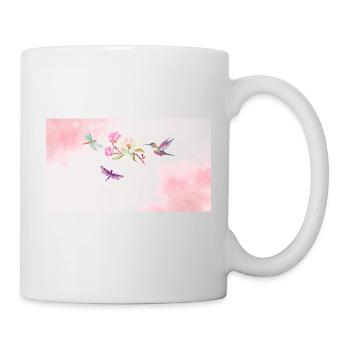 Beautiful bird with flies and flower - Mug blanc - blanc - Droite