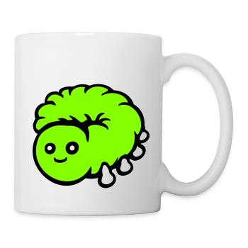 Süße Raupe klein freundlich Larve Wurm glücklich - Tasse - Weiß - Rechts