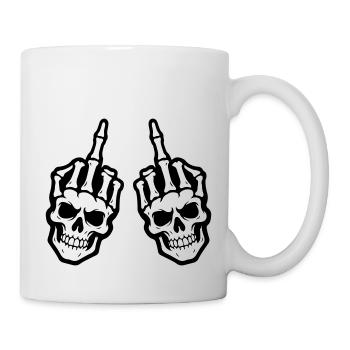 Mittelfinger Skelett Hand - Tasse - Weiß - Rechts