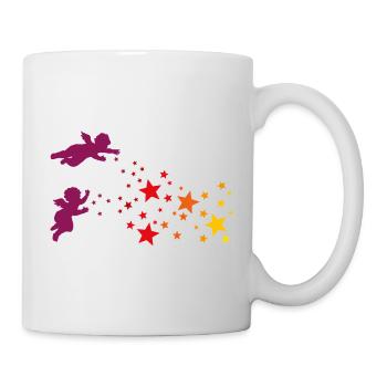 Weihnachtssterne und Engel Sternenengel Gelb Rot - Tasse - Weiß - Rechts