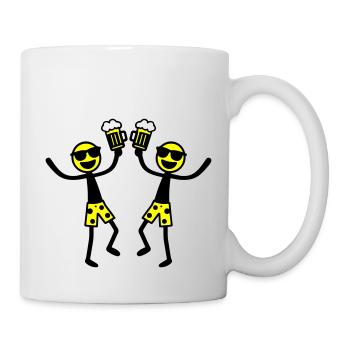 Strichmännchen Bier Party Urlaub - Tasse - Weiß - Rechts