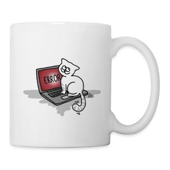 Katze auf Tastatur ERROR – IT Homeoffice Gaming - Tasse - Weiß - Rechts