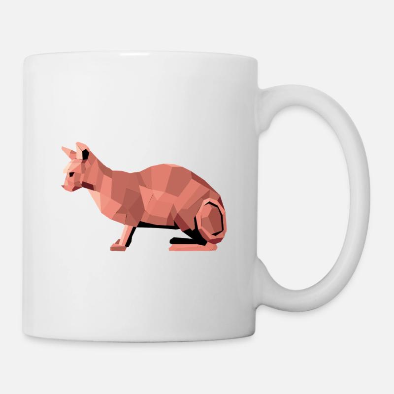 Sphynx Low Poly Cat – Geometrisches Design - Tasse - Weiß